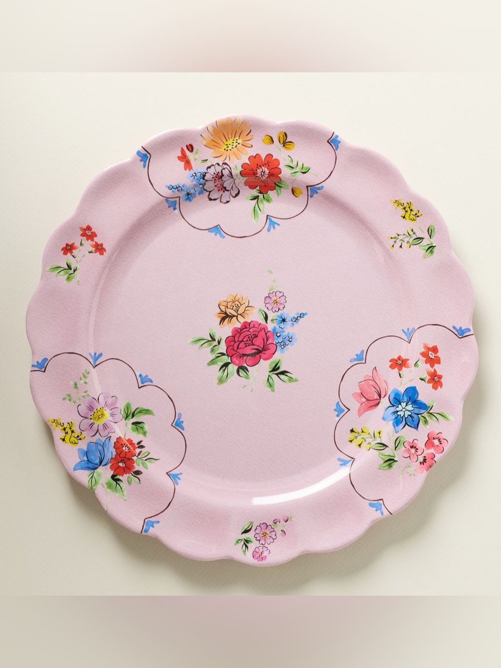 Set of 4 Anthropologie Annette Dinner Lilac Ice Pink Melamine Dinner Plates
